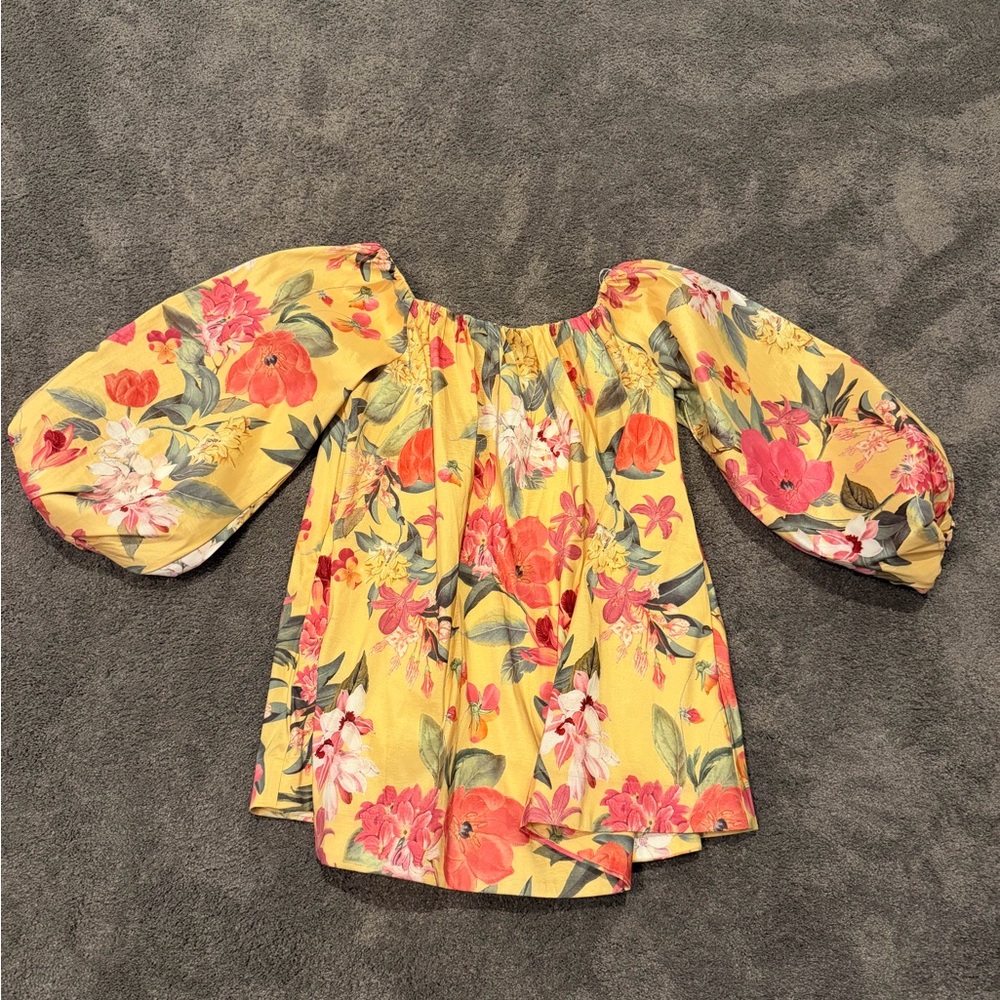 Show Me Your MuMu Yellow Floral Off-Shoulder Mini Dress